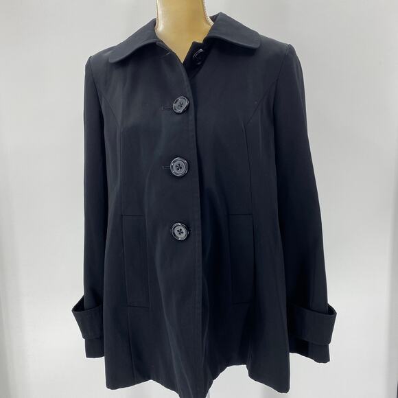 ANN KLEIN Womens Black Jacket Size M Button-Up Outerwear Lightweight Layer - Picture 1 of 7